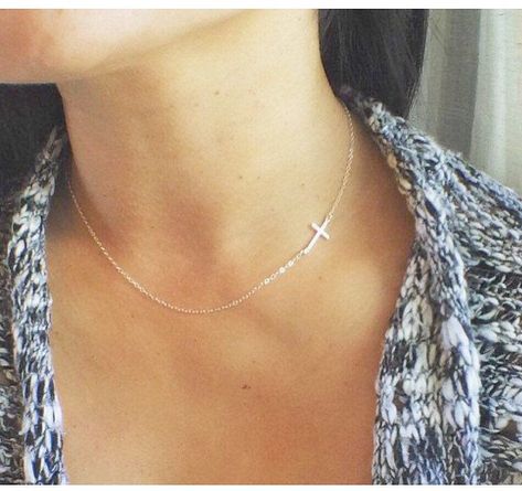 Stick Decor, Cross Necklace Simple, Dainty Jewelry Necklace, Sideways Cross Necklace, Cross Choker Necklace, Cross Necklace Sideways, Cross Choker, Silver Cross Necklace, Sterling Silver Cross Necklace