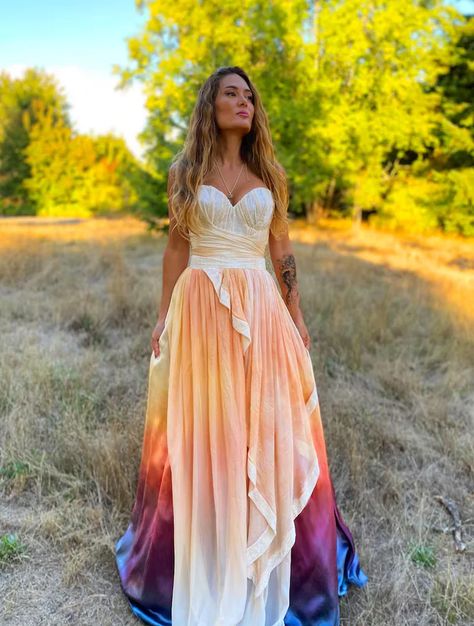 This Etsy Designer Knows How To Make Colorful Wedding Dresses Red Bridal Gown, Velvet Wedding Dress, Ruched Wedding Dress, Rainbow Wedding Dress, Wedding Dress Silk, Silk Bridal Gown, Ombre Wedding Dress, Wedding Dress Beach Wedding, Wedding Dress Beach