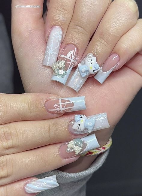 Acrylic Toe Nails, Diy Acrylic Nails, Colored Acrylic Nails, Nail Art Set, Simple Acrylic Nails, Glow Nails, Hello Kitty Nails, Really Cute Nails, Acrylic Nails Coffin Pink