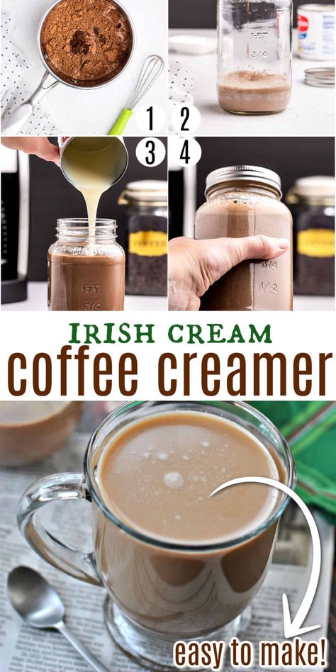 Irish Coffee Creamer Recipe, Irish Cream Coffee Creamer, Flavored Coffee Creamer Recipes, Homemade Coffee Creamer Recipe, Diy Coffee Creamer, Irish Cream Coffee, Homemade Irish Cream, French Vanilla Creamer, Flavored Coffee Creamer