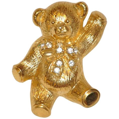 1stdibs - Polished Gilded Gold Teddy Brooch & Pendant Artisan Vermeil Lions Head, Almandine Garnet, Diamond Bows, Beautiful Wallpaper For Phone, Artisan Necklace, Bear Pendant, Jewelry Pendants, Bear Necklace, Silver Tops