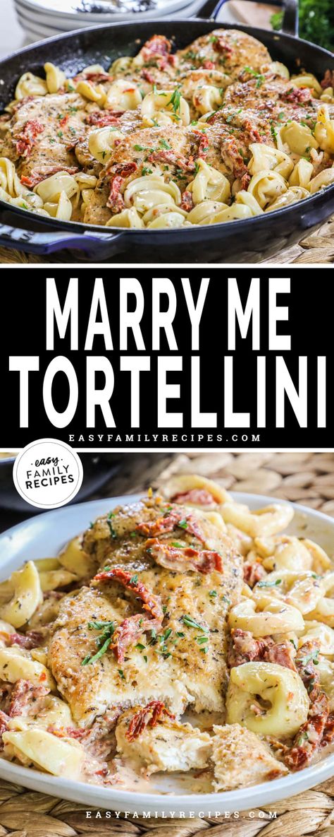 Chicken Tortolini Recipe, Sundried Tomato Tortellini, Tortellini Recipes Easy, Chicken Tortellini Recipes, Marry Me Chicken Tortellini, Cheese Tortellini Recipes, Cheesy Tortellini, Pan Fried Chicken Breast, Tortellini Recipe