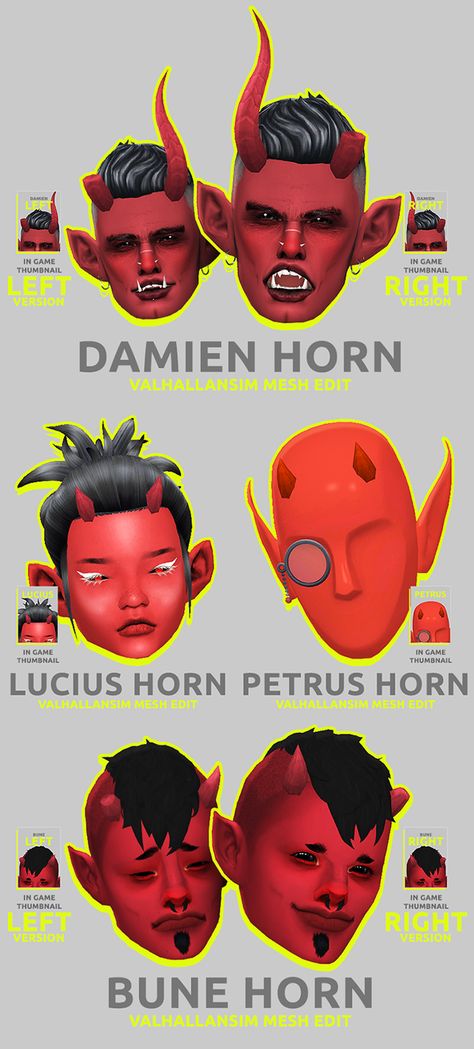 Horns Pack - Valhallansim Mesh Edit | gerbithats on Patreon Sims 4 Cc Wings Patreon, Sims 4 Horns Accessories, Ts4 Horns Cc, Sims 4 Cc Mythical, Vroid Studio Clothes, Sims 4 Horror Cc, Hair Horns, Vroid Studio, Sims 4 Cc Hair