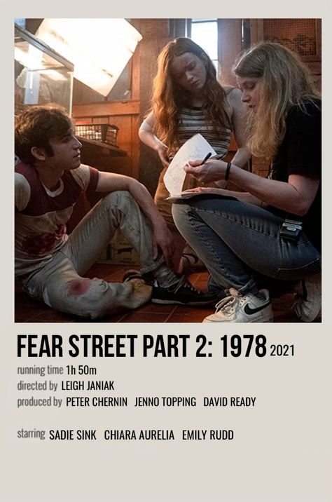 minimal polaroid movie poster for fear street part 2: 1978 Fear Street Part One, Fear Street 1994, Polaroid Movie Poster, Iconic Movie Posters, Movie Card, Most Paused Movie Scenes, Film Posters Minimalist, Fear Street, Horror Fiction