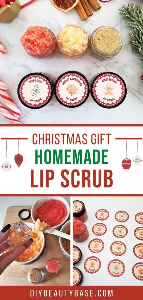 Learn how to make easy DIY lip scrubs for Christmas! I am sharing and easy, step-by-step sugar lip scrub recipe. It comes in 3 versions: peppermint candy cane, gingerbread and cinnamon and orange. This homemade lip scrub makes the perfect handmade gift and is full of goodness that our lips need in winter. #lipscrub #sugarscrub #diybeauty Christmas Lip Scrub, Easy Lip Scrub, Christmas Sugar Scrubs, Sugar Lip Scrub Diy, Diy Lip Scrubs, Homemade Lip Scrub, Candy Cane Gingerbread, Diy Body Scrub Recipes, Diy Sugar Scrub Recipe