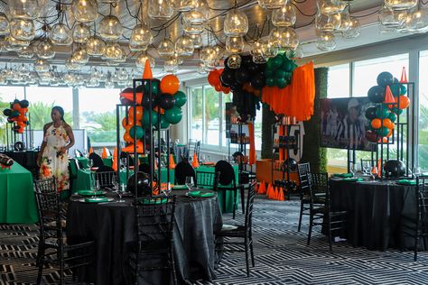 Hbcu Classroom Theme, Famu Graduation Party, Orange And Green Decor, Famu College Acceptance, Hbcu Party, Famu College Aesthetic, Trunk Party Ideas College, Cartoon Party, College Grad Party