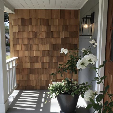 Front Porch. Outdoor Lighting. Cedar Shake Siding, Cedar Shingle, Cedar Shake, Porch Life, Siding Options, Porch Colors, Shingle Style Homes, Shingle Siding, Diy Accent Wall