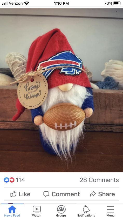 Football Gnomes Diy, Buffalo Bills Diy, Buffalo Bills Crafts, Buffalo Bills Stuff, Buffalo Bills Gifts, Gnome Diy, Buffalo Bills Football, Bills Football, Family And Consumer Science