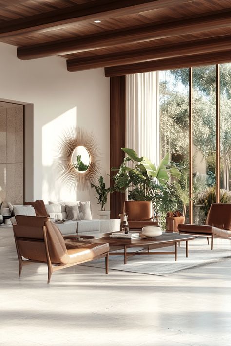 ♥ Are you dreaming of a cozy Mid Century Modern Living Room with a touch of boho charm and 70s interior design vibes? Dive into this stunning space featuring neutral and earthy tones, perfect for small living room ideas. Get inspired with modern decor and accent walls in this organic contemporary oasis! 🛋️🌿 #livingroomdecor #modernlivingroom #boholivingroom #70sinteriordesign Organic Mid Century Modern Decor, Mid Century Modern Biophilic, Midcentury Modern Living Room Design, Mid Century Modern Living Room Conversation Pit, Mid Century Modern Living Room Joybird, Midcentury Modern Living Room Joybird, Cozy Mid Century Modern Living Room Joybird, 70’s Interior Design, Cozy Mid Century Modern