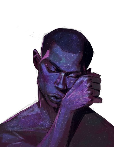 Purple Skin Character, Galaxy Illustration, Skins Characters, Black Afro, Unique Art Prints, Galaxy Painting, Concept Art Character, Art Organization, Amazing Drawings