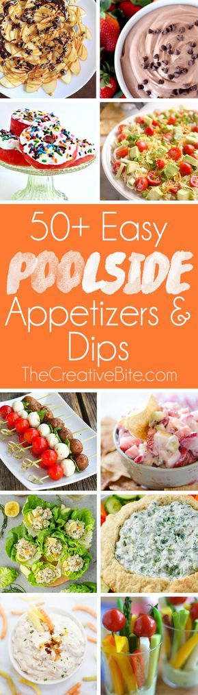 50+ Easy Poolside Appetizers & Dips are a collection of delicious recipes perfect for a hot summer day chilling by the water. No one wants a hot and heavy dish when it is blazing hot outside, but these lighter recipes are perfectly refreshing. From sweet or savory dips to finger food and skewers, you are sure to find a great appetizer for your next outdoor party!  #Summer #Appetizers #dips Party Pick Up Food, Appetizers For Hot Summer Day, Appiterzers Easy Recipes Cold, Appetizers For Outdoor Party, Outdoor Appetizers For A Crowd, Fancy Tapas, Vegetables Dip, Crescent Roll Recipes Appetizers, Wonton Wrapper Recipes Appetizers