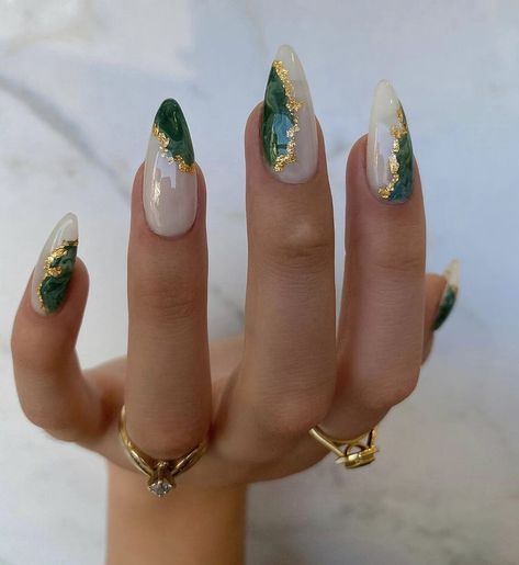 Kutek Disney, Green Acrylic Nails, Hair Dressing, Modern Nails, Her Nails, Creative Soul, Oval Nails, Prom Nails, Fancy Nails