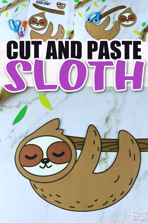 Sloth Craft Preschool, Sloth Crafts For Preschool, Sloth Craft, Sloth Day Activities, Sloth Craft Template Free Printable, Sloth Template Printable, Sloth Template Free Printable, Slowly Slowly Said The Sloth Activities, Sloth Template