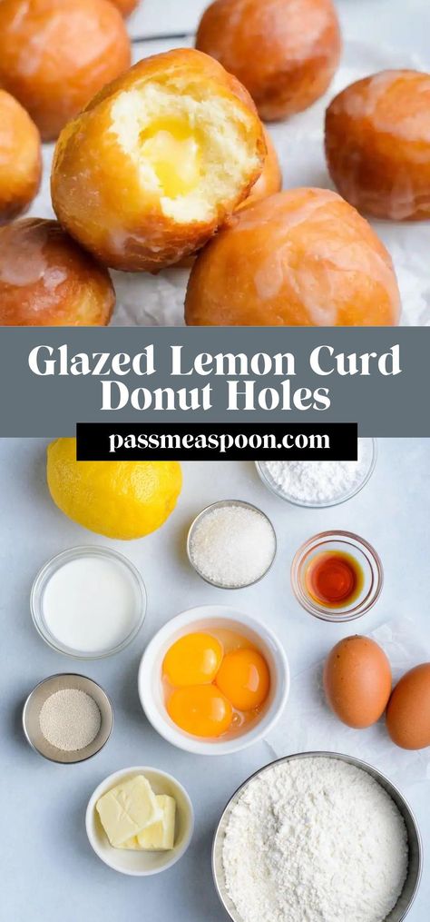 Soft and fluffy donut holes are filled with sweet and tart lemon curd and covered with a sugar glaze. These fresh, from-scratch donut holes are a lemony delight you’ll want to make again and again!