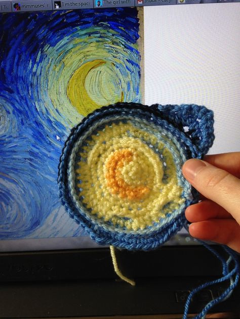 Sunflower Granny Square Pattern, Sunflower Granny Square, Pattern Home Decor, Crochet Wall Art, Granny Square Pattern, The Starry Night, Form Crochet, Crochet Sunflower, Freeform Crochet