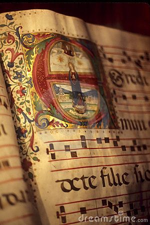 Illuminated manuscript, in medieval library,Florence, Tuscany,Italy #TuscanyAgriturismoGiratola Medieval Library, Medieval Music, Illustrated Manuscript, Florence Tuscany, Medieval Manuscript, Medieval Times, Illuminated Letters, Medieval History, Medieval Art