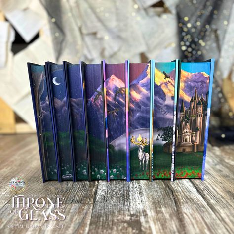 AcryliPics Bookish Nook, Printed Edges, Foiled Dust Jackets Throne Of Glass Books, Crown Of Midnight, Empire Of Storms, Throne Of Glass Series, Printed Pages, Throne Of Glass, Sarah J Maas, Sarah J, Painting Edges