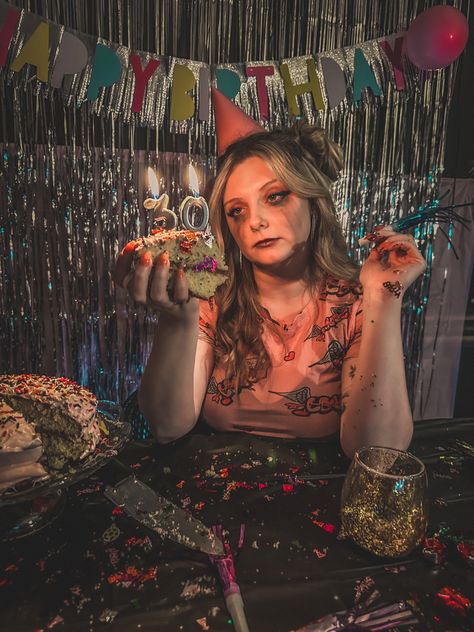 Pity Party Birthday, Pity Party Birthday Photoshoot, Crying Birthday Photoshoot, Pity Party Aesthetic Photoshoot, Pity Party Photoshoot, Birthday Editorial Photo Shoot, Smashing Cake Photoshoot, Birthday Photoshoot Confetti, Funny Photoshoot Ideas