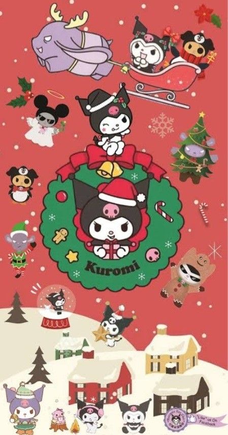 Kuromi Christmas Wallpaper Iphone, Kuromi Christmas Icon, Kuromi Wallpaper Christmas, Kuromi Christmas Tree, Christmas Kuromi Wallpaper, Kuromi Christmas Wallpaper, Phone Wallper, Christmas Kuromi, Kuromi Christmas