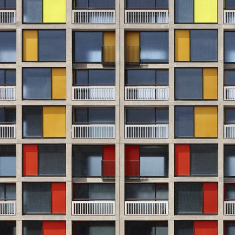 Colour Architecture, Brutalist Buildings, Park Hill, Tower Block, Brutalist Architecture, Zaha Hadid, Balcony Design, Facade Architecture, Brutalism