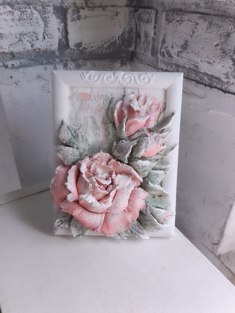 Structural Painting, Clay Roses, Paris Flowers, Relief Painting, Sculpture Art Projects, Cold Porcelain Flowers, Plaster Crafts, 3d Sculpture, Clay Wall Art