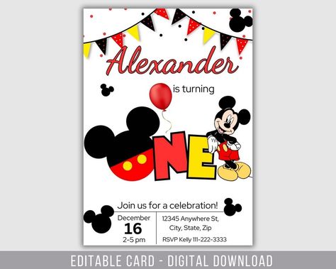 Save the Date: Kid's Birthday Bash Invite Baby Footprints Christmas, Baby Milestone Chart, Baby Handprint Art, Baby Handprint Crafts, Mickey Mouse Invitations, First Birthday Posters, Birthday Milestone Board, Milestone Stickers, Milestone Pictures