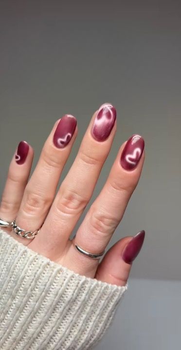 Viral Magnetic 🧲 Nails! Valentine’s Nails Velvet Heart Nails, Eye Nail Art, Heart Nail Designs, Velvet Nails, Viral On Tiktok, Eye Nails, Red Nail, Cat Eye Nails, Nail Swag