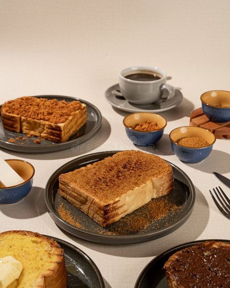 Typical Indonesian steamed bread and toast with various fillings royalty free stock photography Toast Photography, Coffee Butter, Steamed Bread, Americano Coffee, Bread Toast, Stock Photography Free, White Table, Brown Sugar, Stock Photography