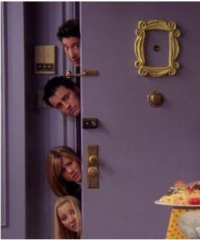 Monica's Apartment, Sunflower Suncatcher, Friends Apartment, Friends Scenes, Apartment Walls, Friends Episodes, First Apartment Decorating, Purple Rooms, Friends Moments