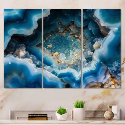 Bring Contemporary Abstraction to your home with this Blue metal wall art set. This "Geode Gems I" Metal Artwork is available in several sizes, making it the focal point of any room or office. Elevate your space with our exquisite Metal Wall Decor printed on a sleek Aluminium sheet. The marriage of industrial strength and artistic finesse creates a stunning visual impact. This durable, contemporary piece adds a modern edge to any room, effortlessly blending style and substance for a truly captiv Large Geode Wall Art, Diy Geode, Geode Wall, Acrylic Wall Decor, Geode Art, Accent Wall Decor, Blue Living Room, Acrylic Wall Art, Metal Artwork