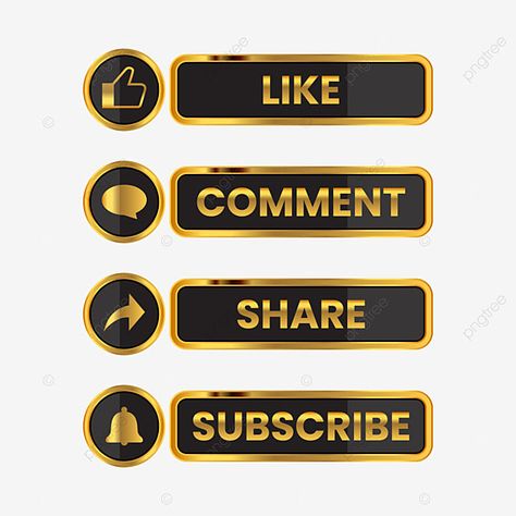 Subscribe Button Png, Subscribe Png, Comment Button, Like Share Subscribe, Subscribe Button, Like Comment Share, Golden Color, Png Clipart, Transparent Background