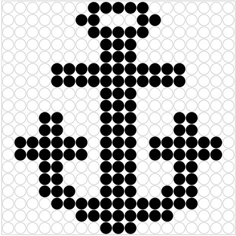 Kralenplank Anker 2 Swedish Weaving Patterns, Pixel Beads, Melty Bead Patterns, Anchor Pattern, 8bit Art, Perler Bead Templates, Bead Sprite, Melting Beads, Iron Beads