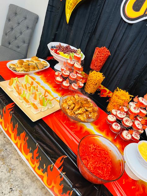 Fireball Themed Party, Fire Themed Food, Fire Party Ideas, Fire Party, Party Ideas For Adults, Hot Cheetos, Themed Food, 50th Party, Drinks Recipes