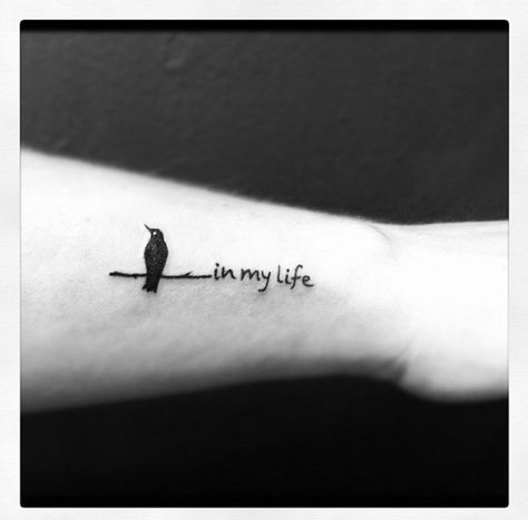 http://tattoomagz.com/beatles-lovely-tattoos/quote-and-small-bird-beatles-tattoo/ Bird Tattoo With Quote, Beatles Inspired Tattoos, Tattoo With Quote, Beatles Tattoo, Bird Design Tattoo, Rabe Tattoo, Black Bird Tattoo, Small Bird Tattoo, Crow Tattoo