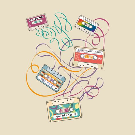 Casette Drawings, Cassette Design, Cassette Tape, Tape Cassette, Cassette Illustration, Cute Cassette Tape Drawing, Cassette Tapes Design, Mixtape Art, Cassette Mixtape Design