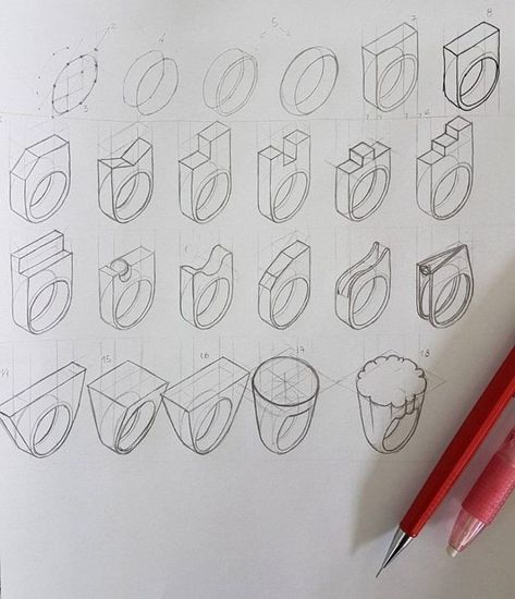 Ring Designs Sketch Drawings, Ring Sketch Design, Wax Carving Jewelry, Ring Sketch, Gem Drawing, Jewel Drawing, Jewelry Rendering, Art Jewelry Design, Jewellery Design Sketches