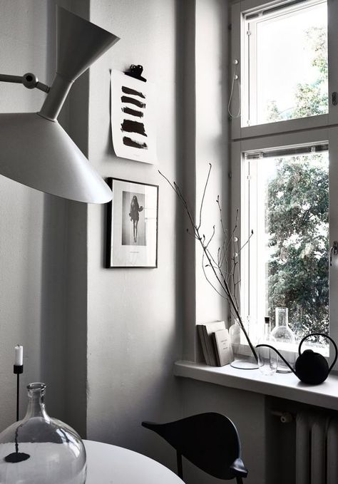 Monochrome Home Interior Design, Finnish Interior, Monochrome Home, Wood French Doors, Minimalist Inspiration, Monochrome Interior, Room Of One's Own, Cool Curtains, Minimalist Interior Design