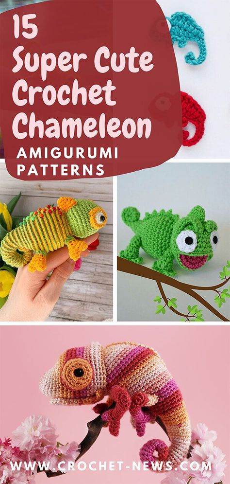 In the ever-evolving spirit of crocheting the peculiar, here are 15 Crochet Chameleon Patterns for you to crochet and enjoy!These colorful and cuddly reptiles make lovely children’s’ toys or unusual ephemera for the plush collector. #crochet Crochet Reptiles Free Pattern, Reptile Crochet Pattern Free, Gecko Crochet Pattern Free, Crochet Lizard Pattern Free, Reptile Crochet, Amigurumi Chameleon, Crochet Chameleon, Reptile Expo, Crafting Accessories