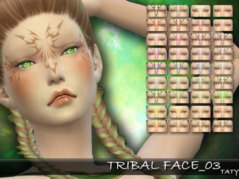 tatygagg's [Ts4]Taty_TribalFace_03 Chokers For Kids, Elf Tattoo, Ts4 Mods, Elf Face, Sims 4 Tattoos, Sims 4 Cc Shoes, Sims 4 Cc Makeup, Sims 4 Cc Skin, Face Paint Makeup