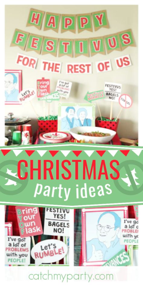 Seinfeld Themed Party, Festivus Party Ideas, Seinfeld Party Decorations, Festivus Meme, Seinfeld Christmas, Seinfeld Party, Happy Festivus Seinfeld, Festivus Party, Seinfeld Festivus