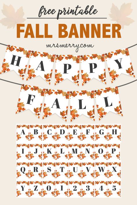 This versatile fall leaves banner is the perfect way to add some of that widely favored fall color to countless party themes at home or in the classroom. Celebrate the fall season, Halloween or Thanksgiving with this free fall leaves banner. Available in all letters, numbers and punctuation. #freebanners #freefallbanners #leafbanner #leavesbanner #thanksgivingbanner #autumnbanner #falldecorations #decorationsforclassroom #homeschooldecor #happyfall Fall Banners Ideas Diy, Fall Banner Printable, Fonts For Business, Printable Fall Leaves, Fall Lettering, Fall Library, Autumn Printables, Fall Fonts, Thanksgiving Letter