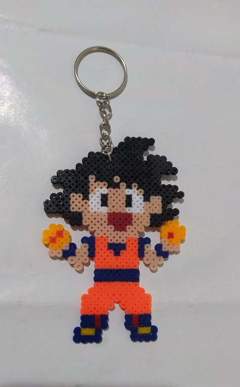 Dragon Ball Z Perler Beads, Goku Perler Beads, Perler Bead Keychain, Mini Hama Beads, Melty Bead Designs, Rave Jewelry, Virgo Art, Hamma Beads Ideas, Easy Perler Bead Patterns