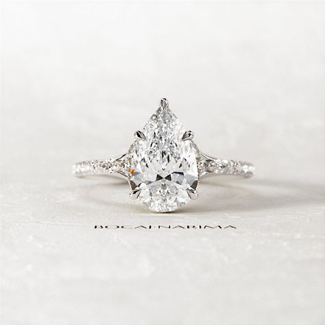 2 Carat Pear Moissanite Nature Inspired Engagement Ring ⍟ The ring size shown in the pictures is 6 US. ★ Settings ☆ Metal - 14K / 18K Solid Gold / Platinum ☆ Gold Color - Rose / White / Yellow ★ Main Stone ☆ Type - BN Certified Premium Moissanite ☆ Diamond Equivalent Weight - 2 Carat / 10x7mm ☆ Shape - Pear ☆ Color - D-E-F ☆ Clarity - VVS ☆ Lifetime warranty by Bocaj Narima ★ Side Stones ☆ Type - Lab Grown Diamonds ☆ Total Carat Weight - approx 0.28 Carat ☆ Shape - Round & Marquise ☆ Color - F ☆ Pear Engagement Ring Big, Pear Engagement Ring Diamond Band, Pear White Gold Engagement Ring, Pear Engagement Ring Side Stones, Pear Silver Engagement Ring, Moissanite Engagement Ring Pear, Pear Shape Rings, Pear Engagement Ring Silver, Pear Engagement Ring Vintage