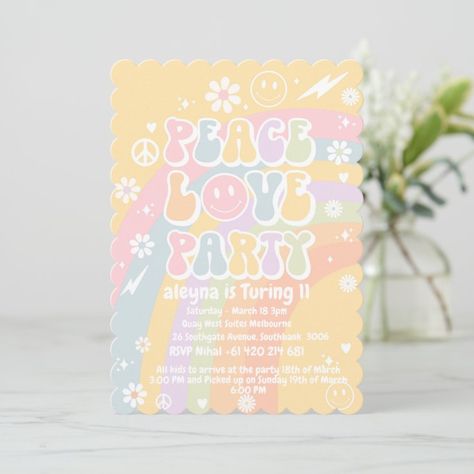 Flower Power Invitation, Groovy Party Invitations, 2 Groovy Birthday Party Invites, Two Groovy Invitation, Groovy Party Theme Invitation, Peace Love Party, Preppy Party, Love Party, March 3rd