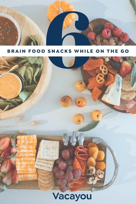 Like all other parts of your body, your brain needs energy to function. In fact, the brain consumes about 20% of your body’s caloric intake. Hence, when it comes to eating, your brain obviously deserves the best. Learn what these 6 Snacks are to help supercharge your brain on-the-go. https://vacayou.com/magazine/brain-food-snacks-that-supercharge-while-on-the-go/ Brain Food Snacks, Brain Boosting Foods, Reducing Blood Pressure, Chocolate Pack, Living On The Road, Well Balanced Diet, Nuts & Seeds, Food Snacks, Brain Food