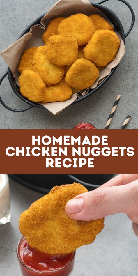 Kids and grown ups both love these homemade chicken nuggets! With a carefully chosen blend of seasoning and a perfectly crisp coating, you’ll never want to go back to fast food or frozen nuggets again! #dinner #recipe Homemade Freezer Chicken Nuggets, Canned Chicken Nuggets Recipe, Homemade Gluten Free Chicken Nuggets, Best Chicken Nuggets Recipe, Nugget Recipes Chicken, Homemade Chicken Nuggets To Freeze, Homemade Frozen Chicken Nuggets, Blender Chicken Nuggets, Minced Chicken Nuggets Recipe