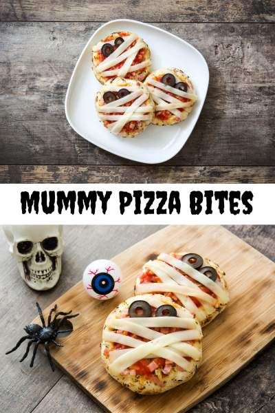 Homemade Halloween Pizza, Halloween Kids Snacks, Family Halloween Party Ideas, Mummy Pizza Bites, Halloween Dinner Recipes, Spooky Halloween Recipes, Halloween Party Inspo, Mummy Pizza, Halloween Appetizers Easy