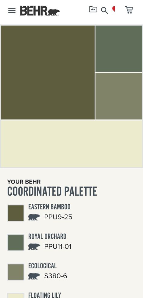 Behr Ecological, Earthy Greens, Ecology, Color Palette, Floating, Living Room, Bedroom, Green, Color