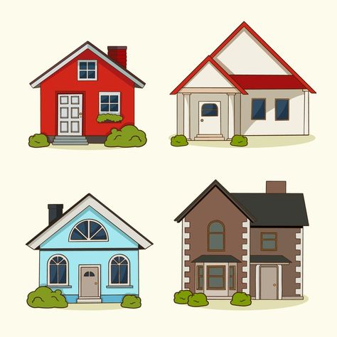 Suburban House Drawing, House Cartoon Illustrations, House Illustration Simple, College Mural, House Vector Illustration, Houses Clipart, Home Architecture Styles, Open House Signs, House Cartoon