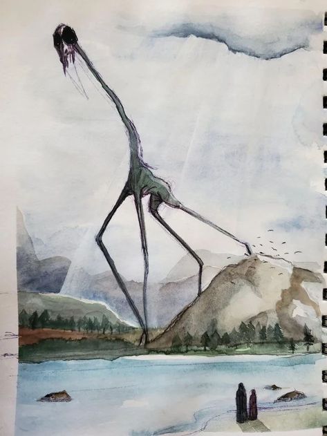 Creatures Drawing Creepy, Creepy Bug Drawing, Horror Watercolor Paintings, Scary Watercolor Paintings, Watercolor Dark Art, Creepy Creatures Drawing, Creepy Forest Drawing, Horror Artwork Creepy Dark Art, Creepy Watercolor Art